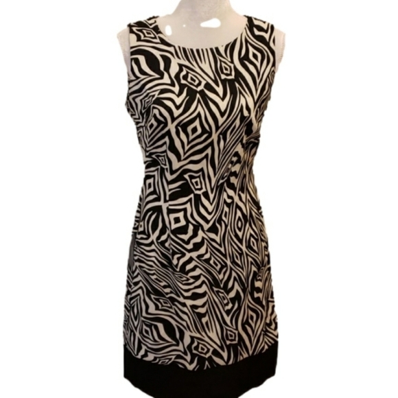 RONNI Nicole Sleeveless Shift Dress Black/Cream 6 EUC - Picture 1 of 9
